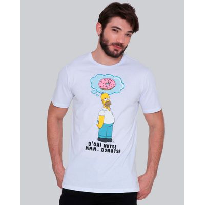 Camiseta-Masculina-Manga-Curta-Estampa-Homer-Simpson-Branca