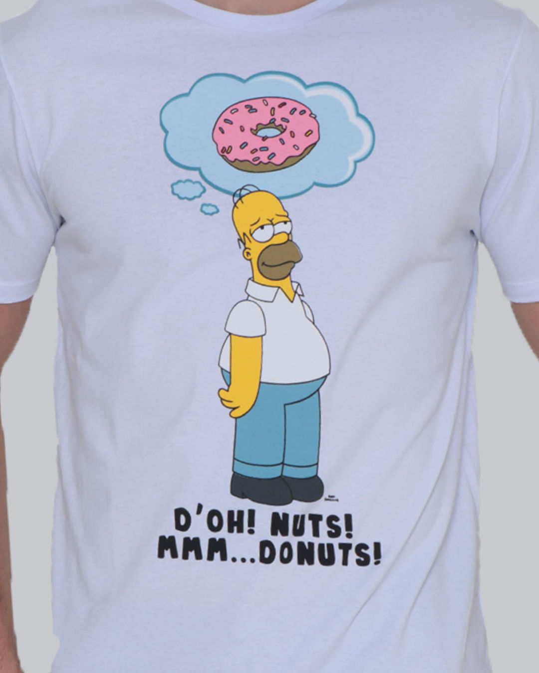 Camiseta-Masculina-Manga-Curta-Estampa-Homer-Simpson-Branca