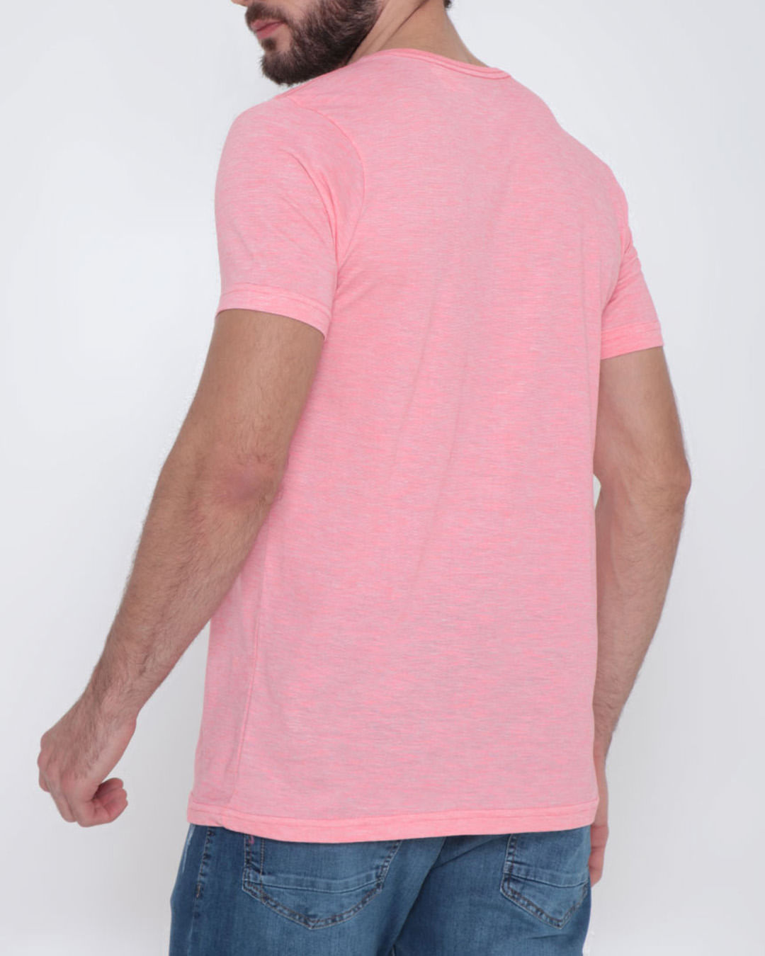 Camiseta-Masculina-Basica-Mesclada-Neon-Rosa-Claro