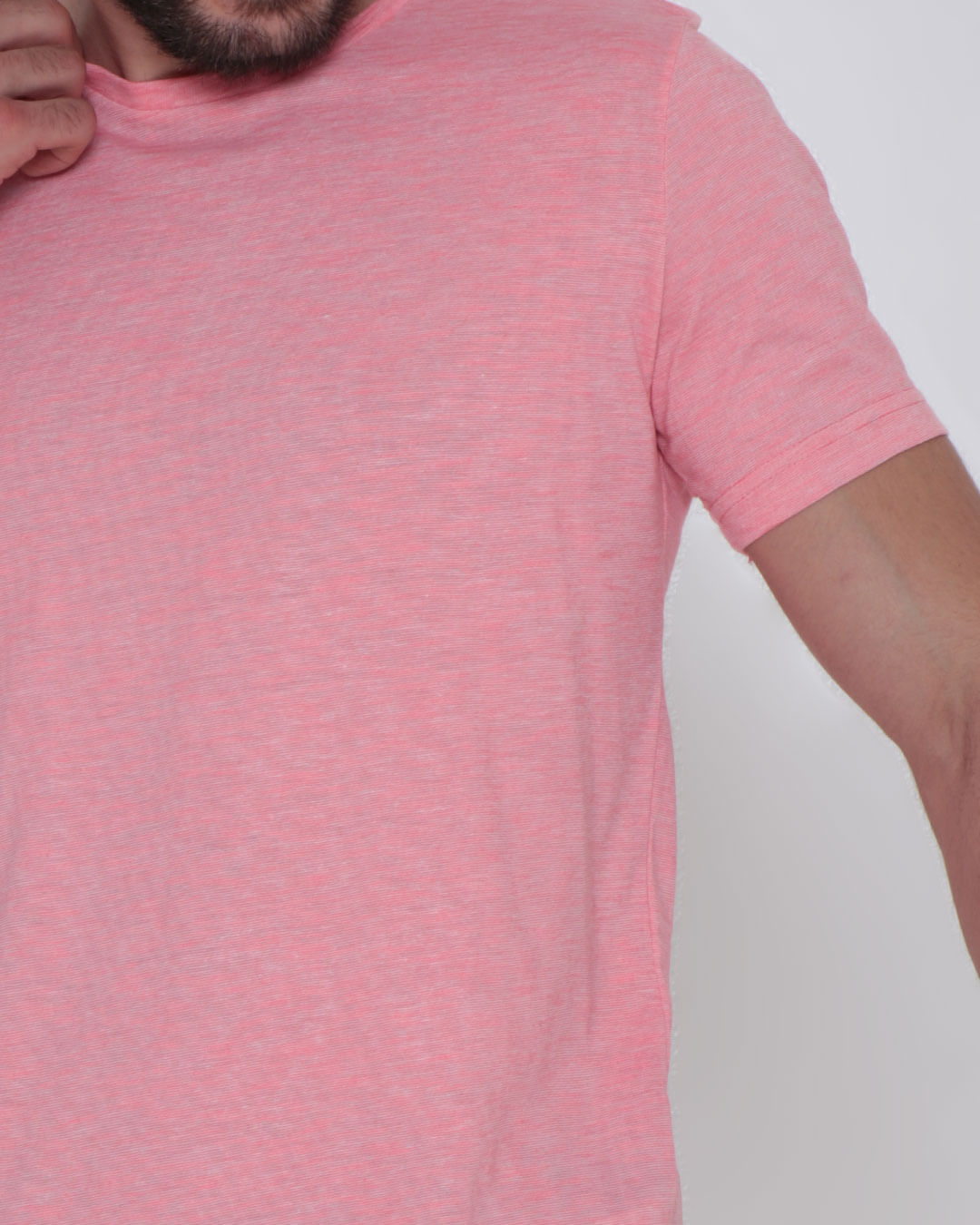 Camiseta-Masculina-Basica-Mesclada-Neon-Rosa-Claro