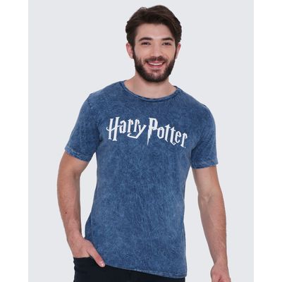 Camiseta-Masculina-Estonada-Estampa-Harry-Potter-Warner-Azul