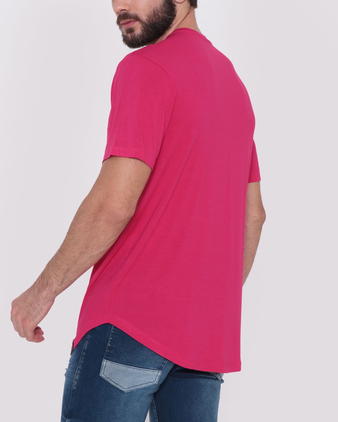 Camiseta-Masculina-Basica-Longline-Rosa-Medio