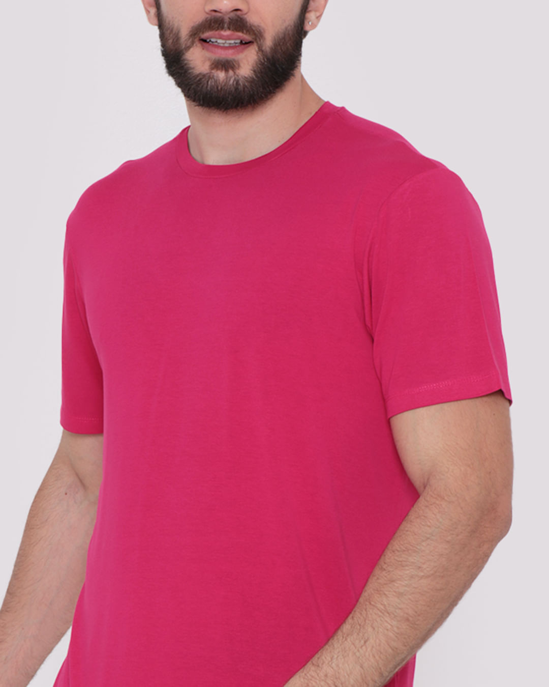 Camiseta-Masculina-Basica-Longline-Rosa-Medio