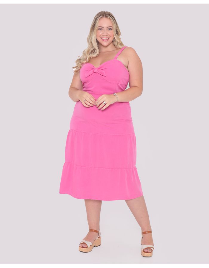 Vestido-Sarja-Feminino-Plus-Size-Midi-Rosa-Claro