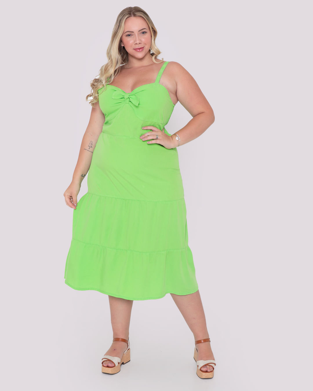 Vestido-Sarja-Feminino-Plus-Size-Midi-Verde-Claro