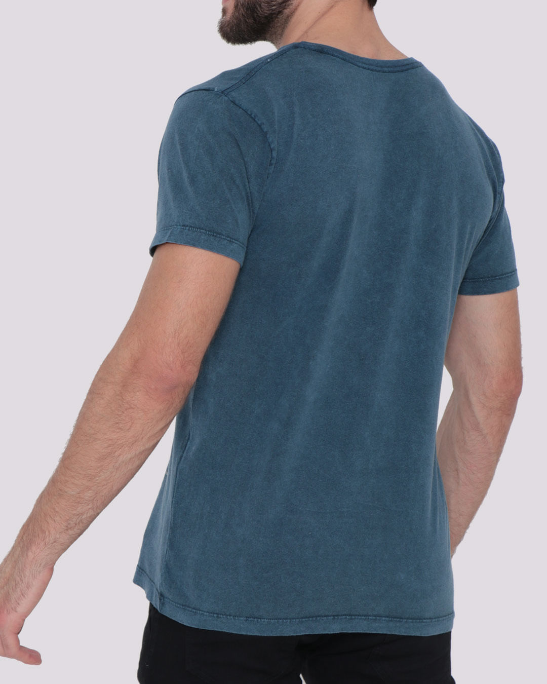 Camiseta-Masculina-Manga-Curta-Estonada-Azul