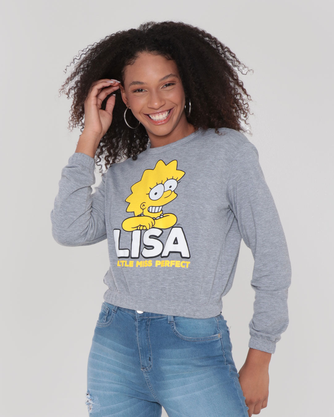 Blusa-Feminina-Moletinho-Cropped-Simpsons-Liza-Cinza