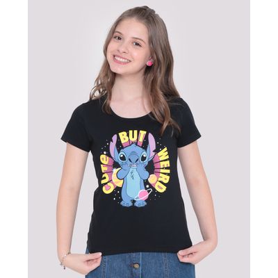 Camiseta-Feminina-Disney-Stitch-Preta