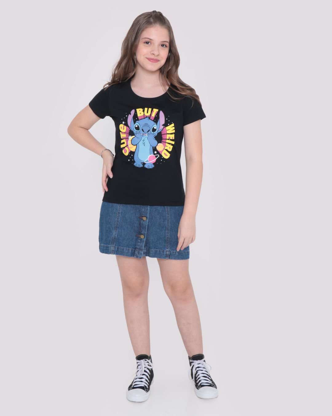 Camiseta-Feminina-Disney-Stitch-Preta