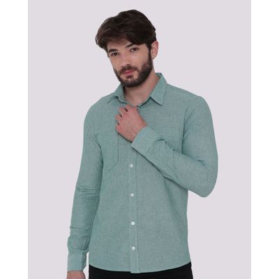 Camisa-Masculina-Listrada-Verde-Claro