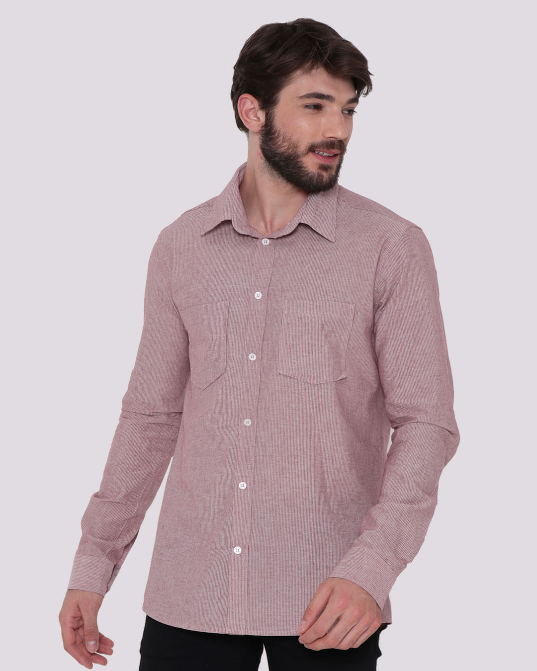 Camisa-Masculina-Listrada-Vermelho-Claro