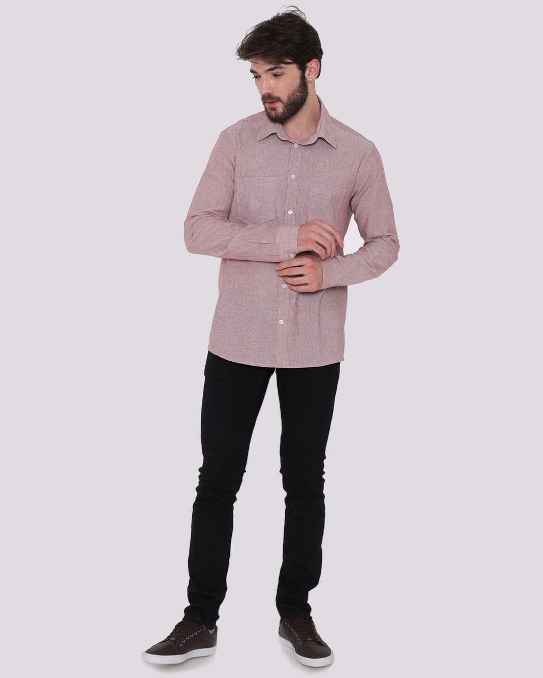 Camisa-Masculina-Listrada-Vermelho-Claro