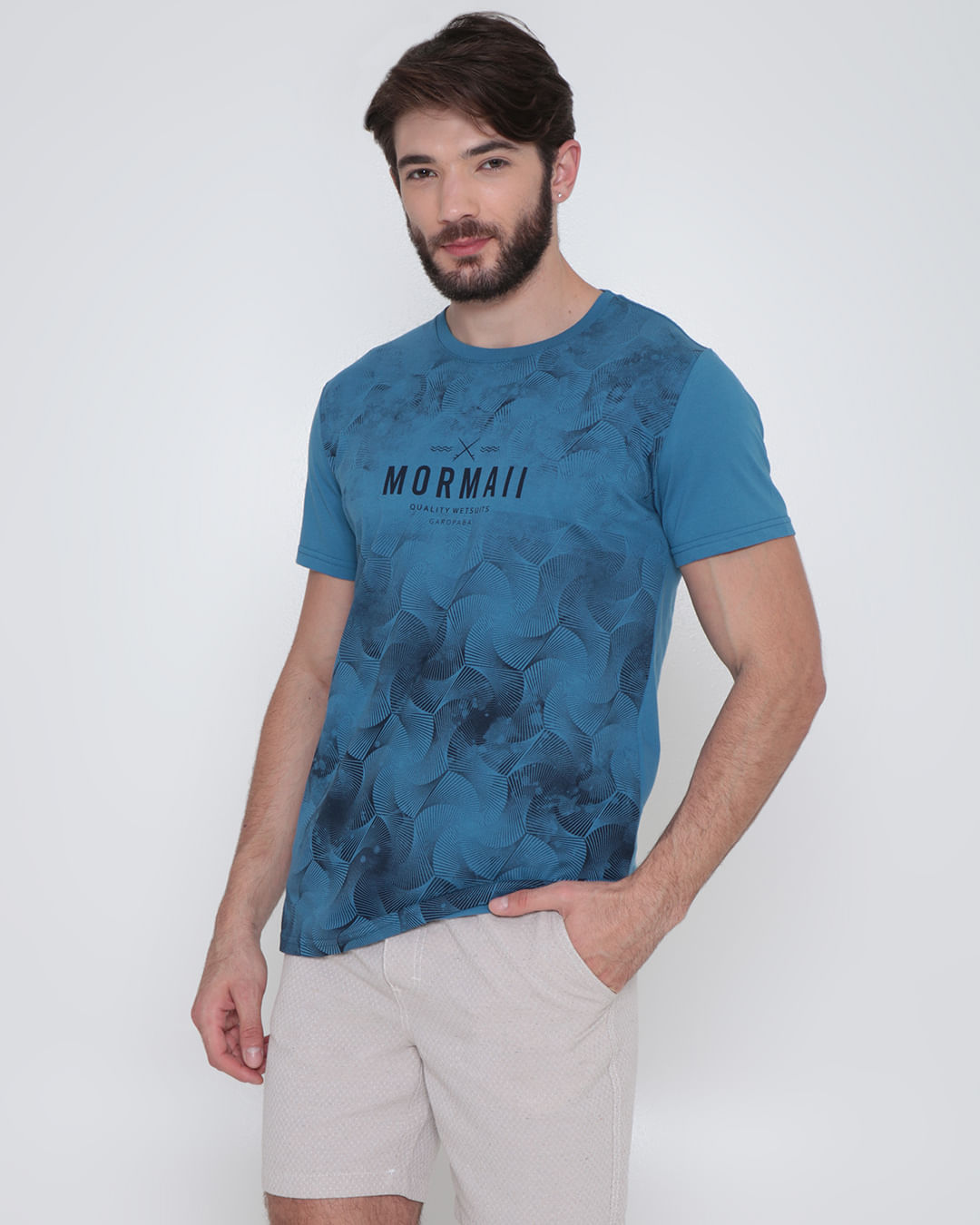 Camiseta-Masculina-Mormaii-Manga-Curta-Azul