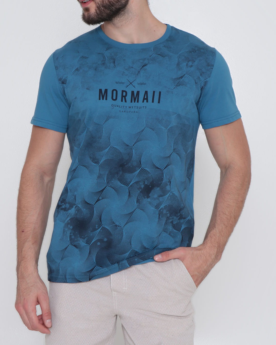 Camiseta-Masculina-Mormaii-Manga-Curta-Azul