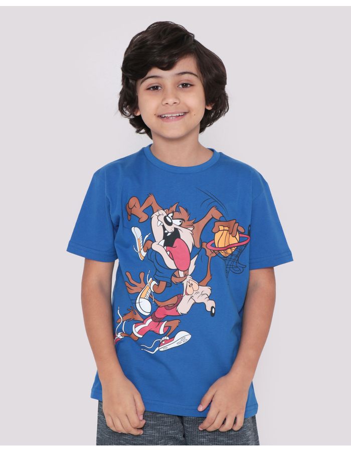 Camiseta-Infantil-Basquete-Looney-Tunes-Azul-Escuro