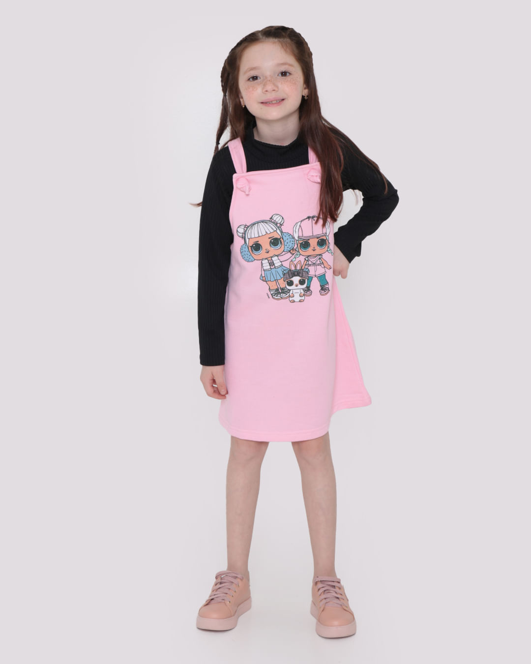 Salopete-Infantil-Com-Blusa-Cropped-Malha-Lol-Rosa