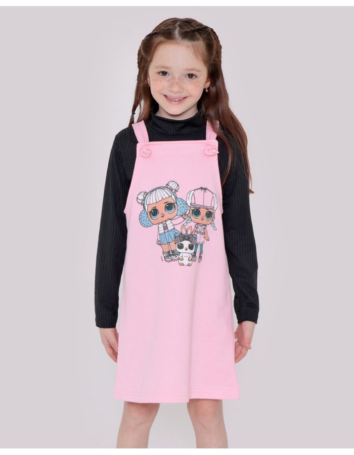 Salopete-Infantil-Com-Blusa-Cropped-Malha-Lol-Rosa