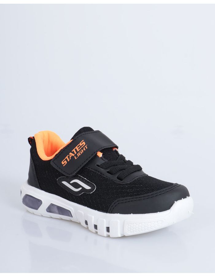 Tenis-Infantil-Velcro-Laranja-Neon-Preto