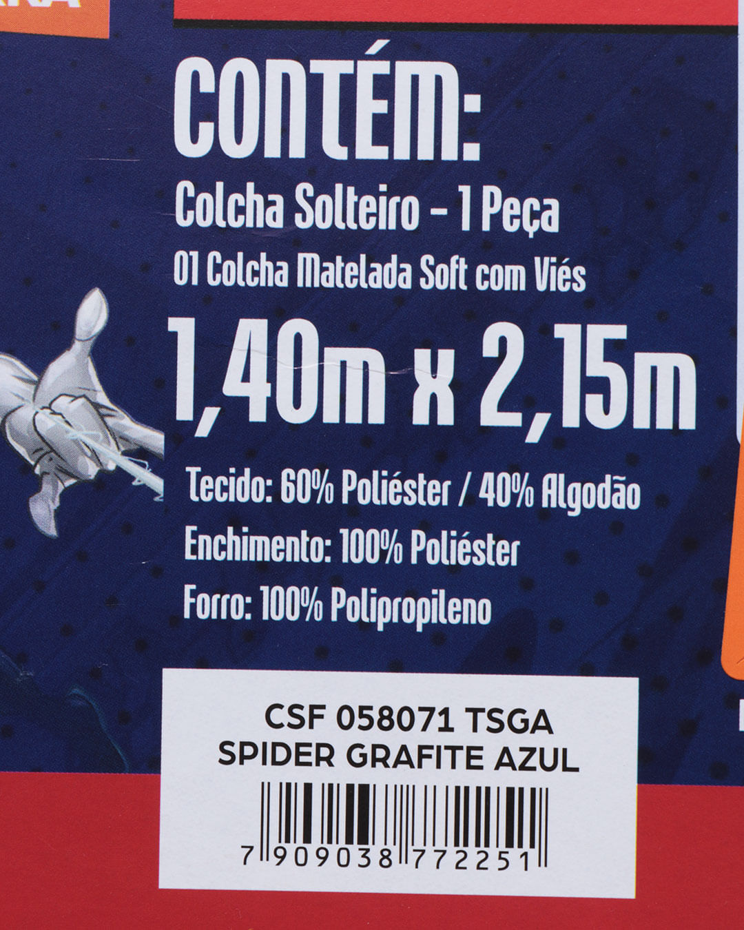 Colcha-Solteiro-Matelasse-Marvel-Homem-Aranha-Azul-Medio