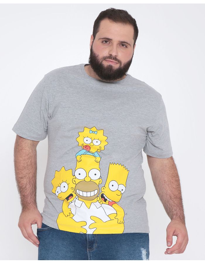 Camiseta-Plus-Size-Masculina-Simpsons-Cinza