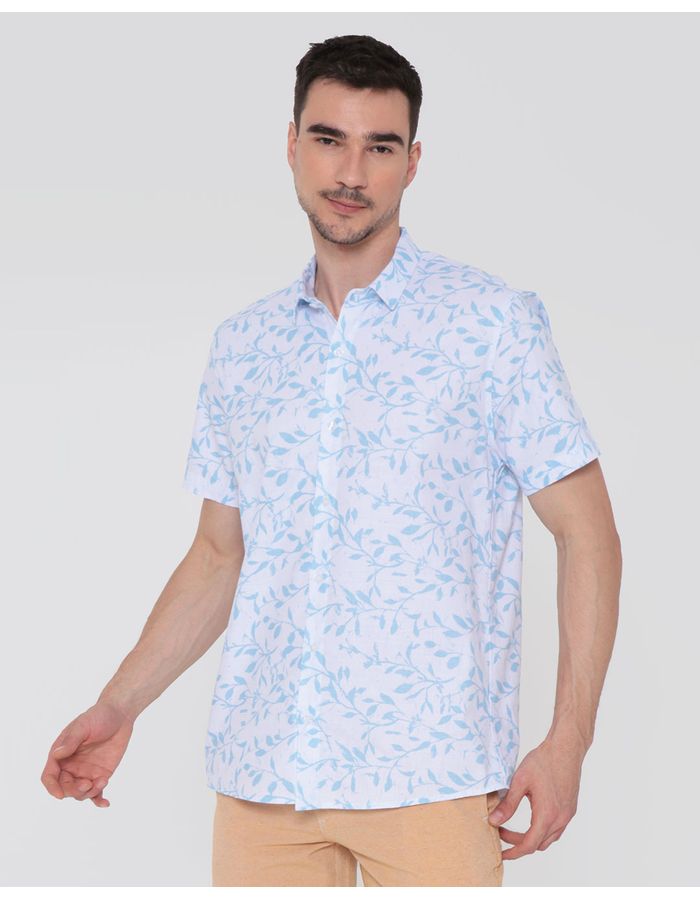 Camisa-Masculina-Manga-Curta-Estampada-Branca