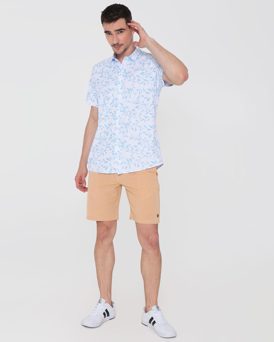 Camisa-Masculina-Manga-Curta-Estampada-Branca