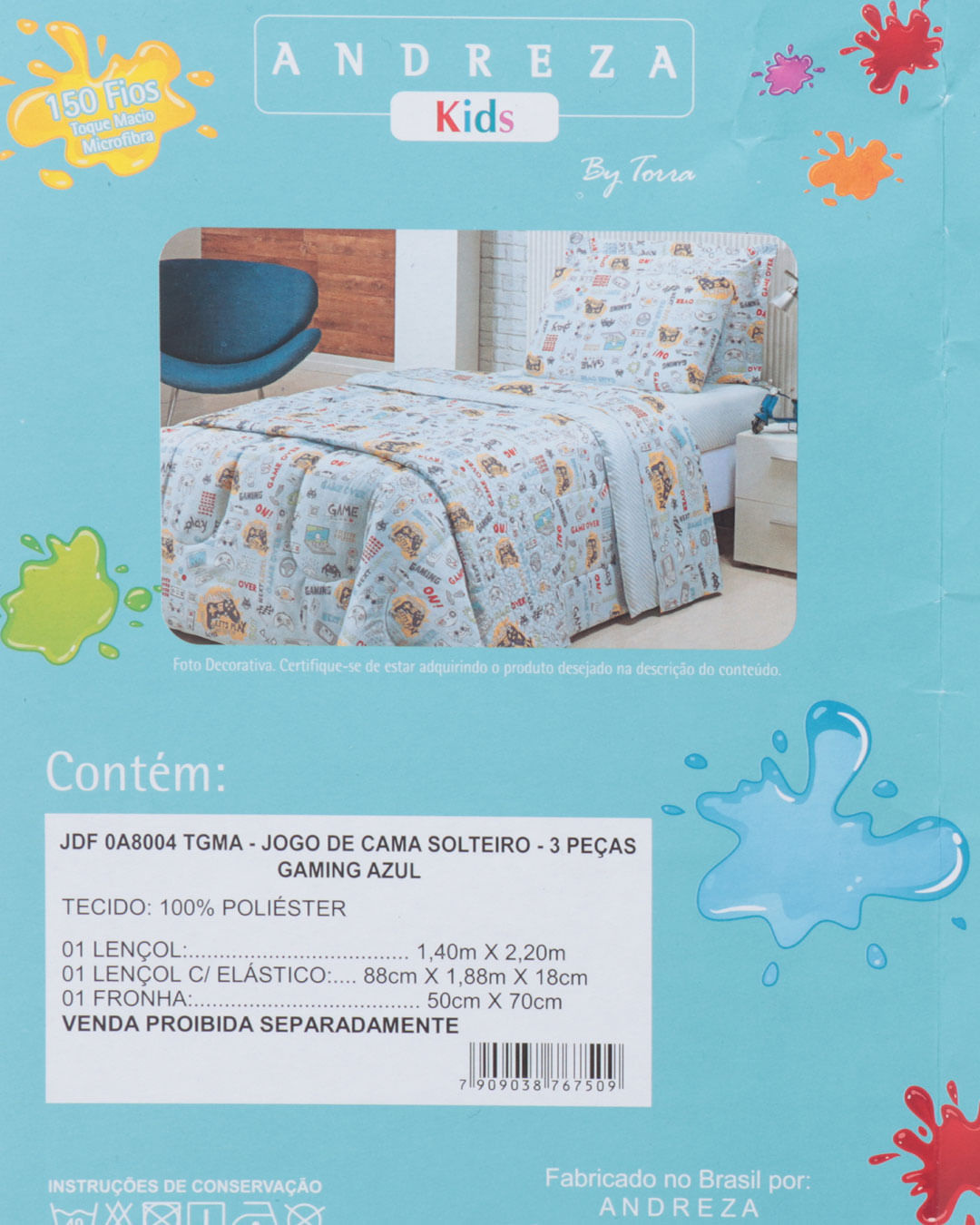 Jogo-De-Cama-Infantil-Soft-Andreza-Kids-Gaming-Azul-Claro