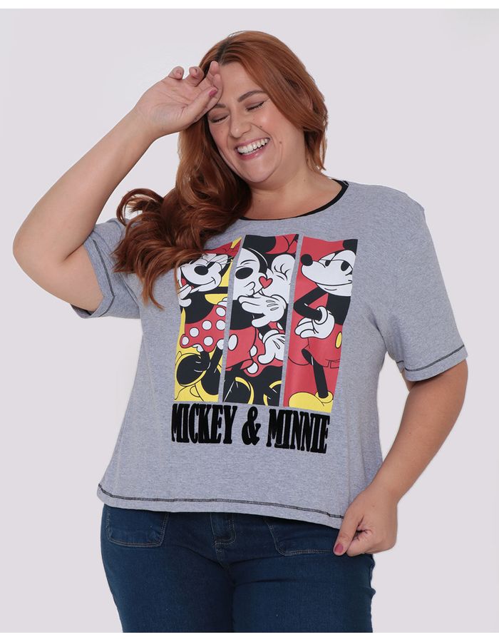 Blusa-Plus-Size-Estampa-Flock-Disney-Minnie-e-Mickey-Cinza