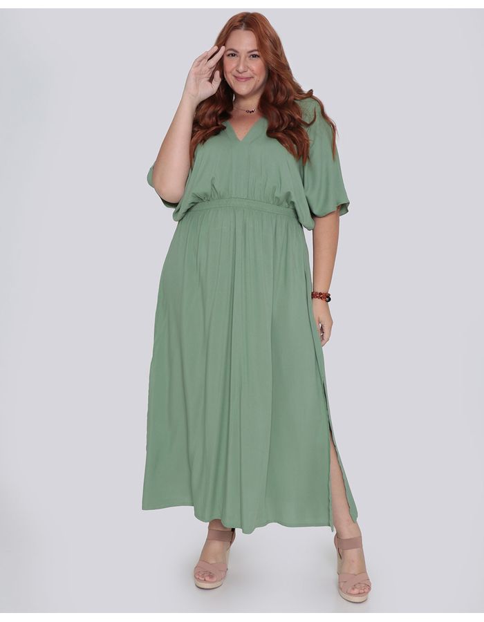 Vestido-Plus-Size-Feminino-Longo-Verde