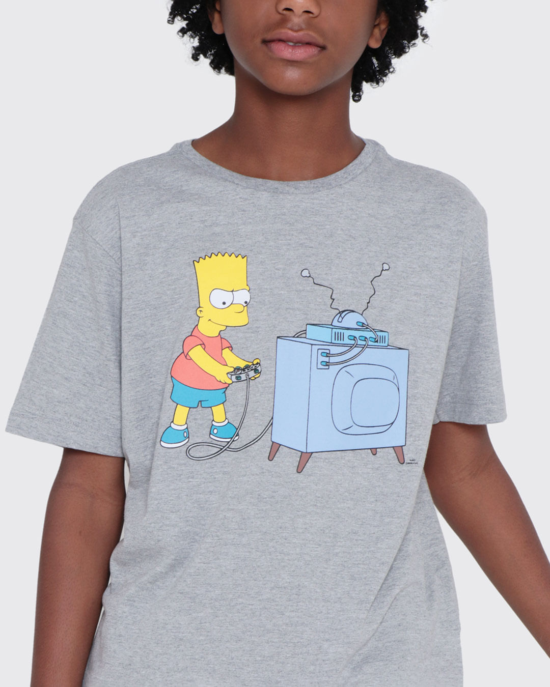 Camiseta-Juvenil-Bart-Simpson-Cinza