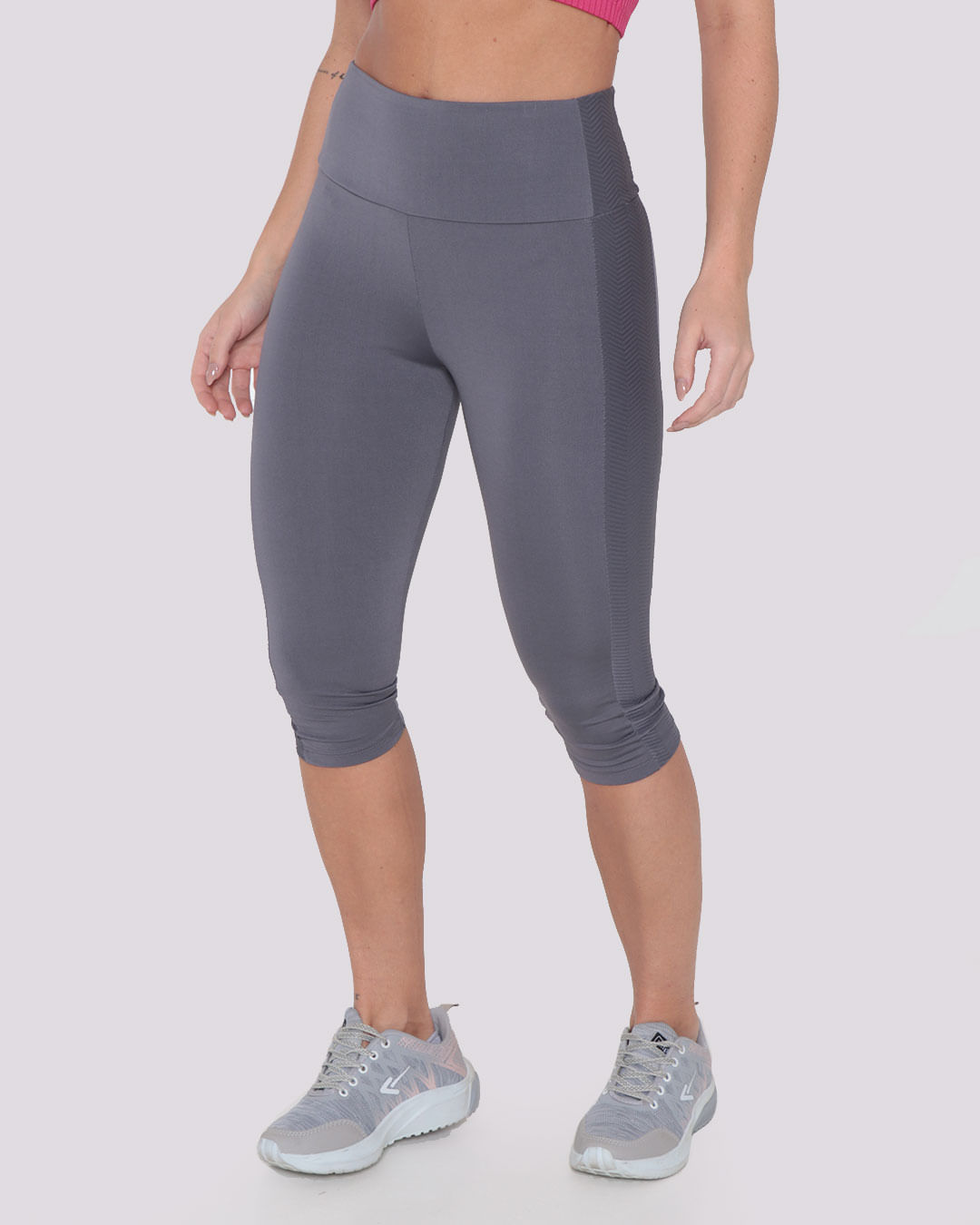 Calca-Legging-Corsario-Fitness-Texturizada-Fitter-Cinza