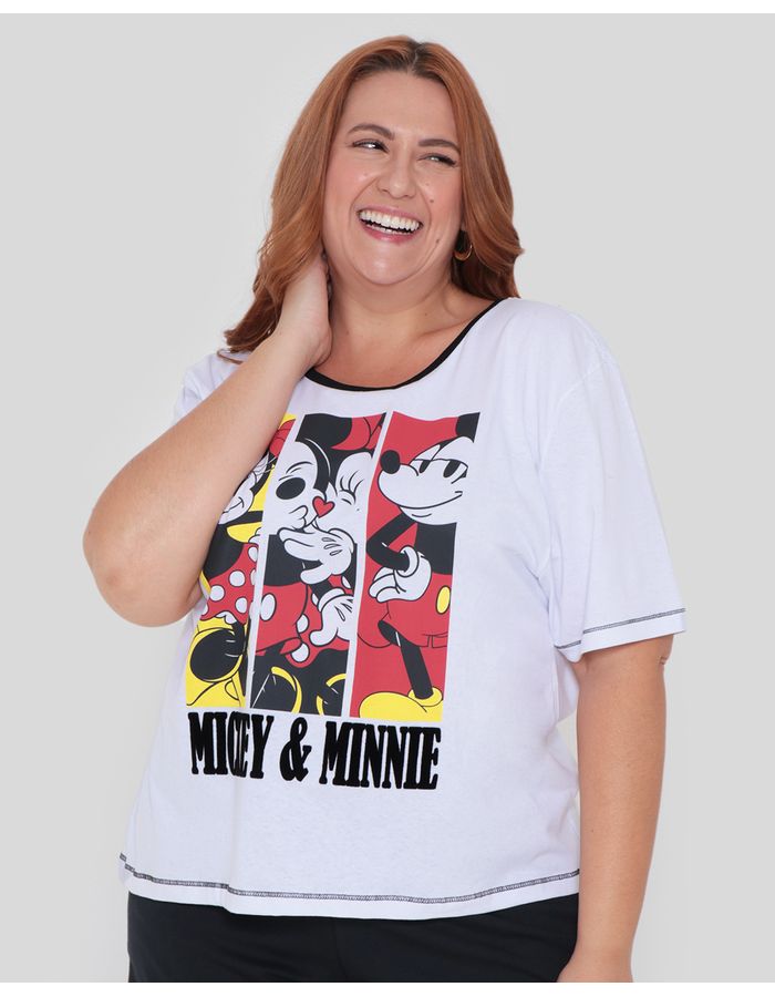 Blusa-Plus-Size-Estampa-Flock-Disney-Minnie-e-Mickey-Branca