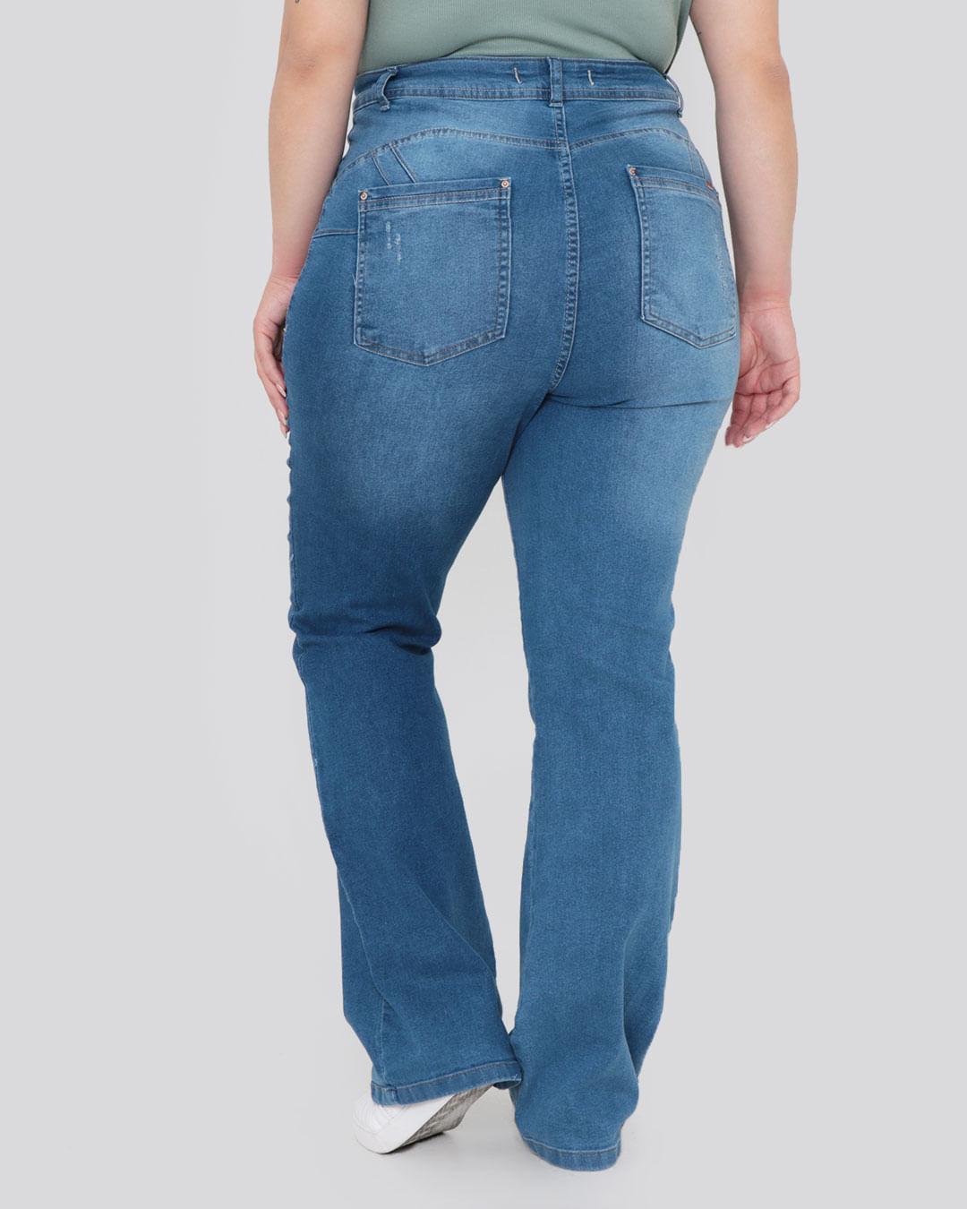 Calca-Jeans-Feminina-Plus-Size-Flare-Com-Lenco-Azul