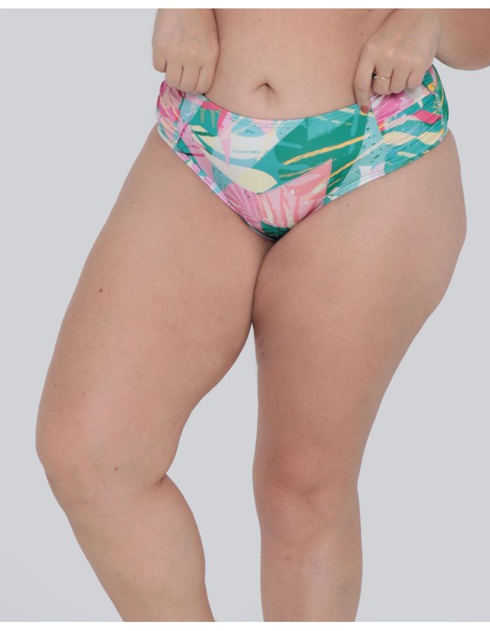 Biquini-Calcinha-Plus-Size-Feminino-Drapeado-Floral-Verde