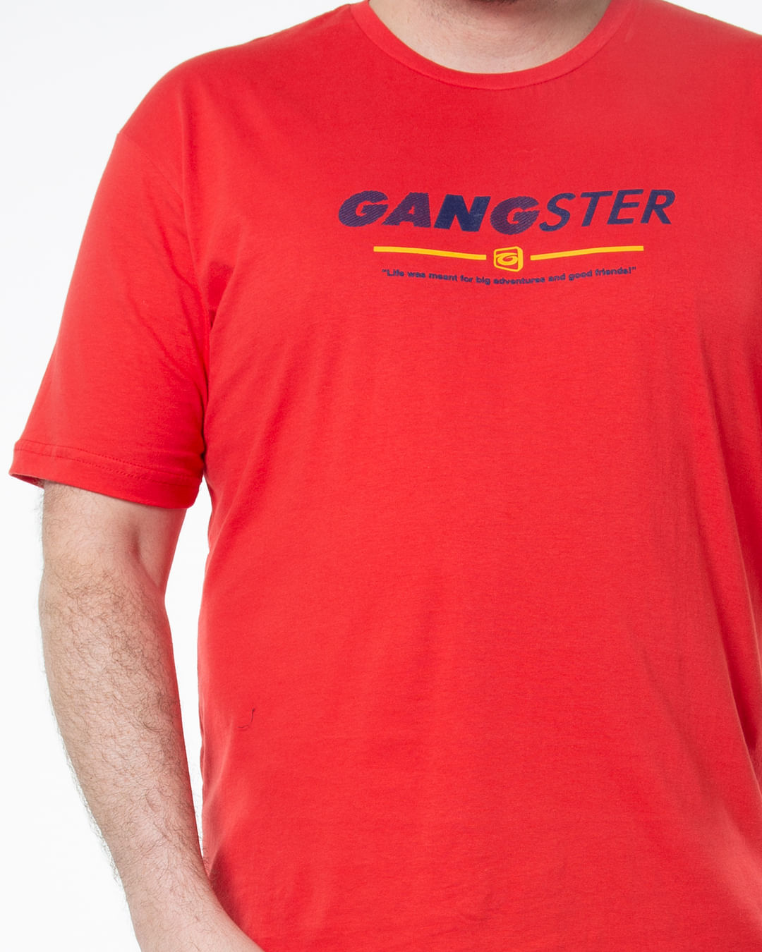 Camiseta-Masculina-Plus-Size-Estampada-Gangster-Vermelha