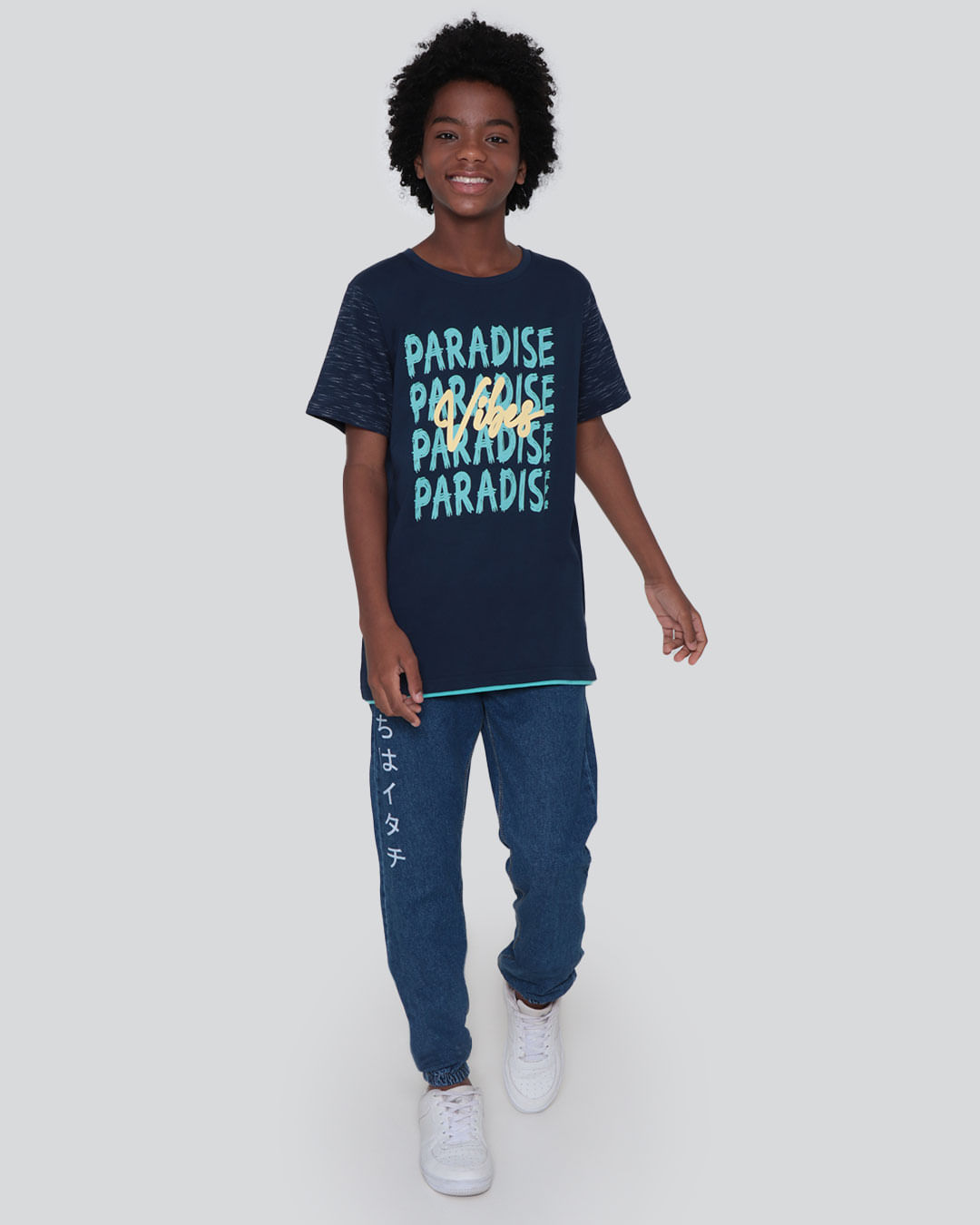 Camiseta-Juvenil-Estampa-Paradise-Marinho