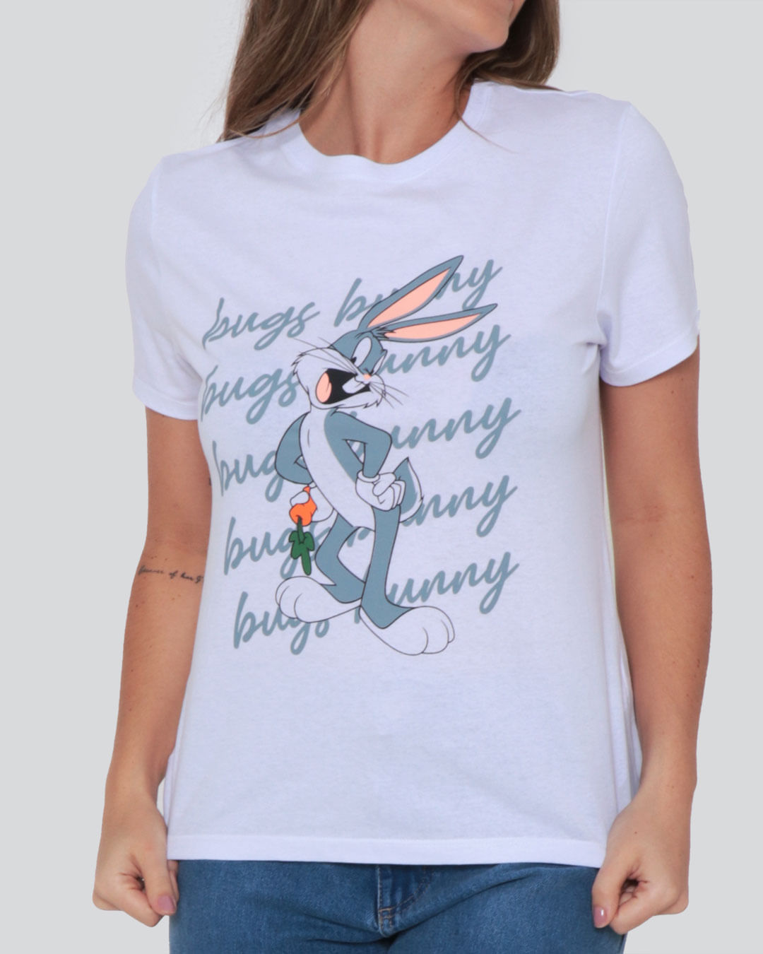 Camiseta Feminina Perna Longa Looney Tunes Branca Lojas Torra 4975