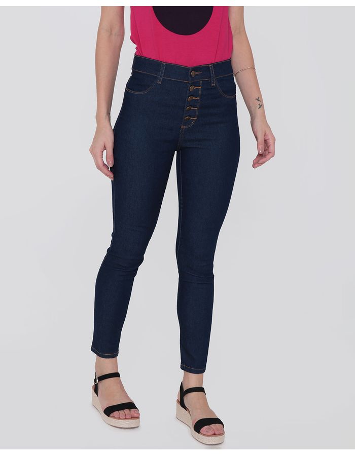 Calca-Jeans-Feminina-Cigarrete-Botoes-Azul-Escuro