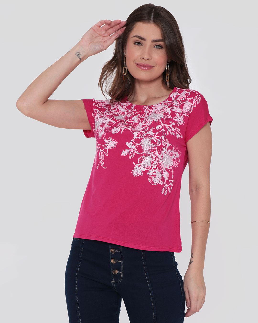 Blusa-Feminina-Manga-Japonesa-Floral-Rosa