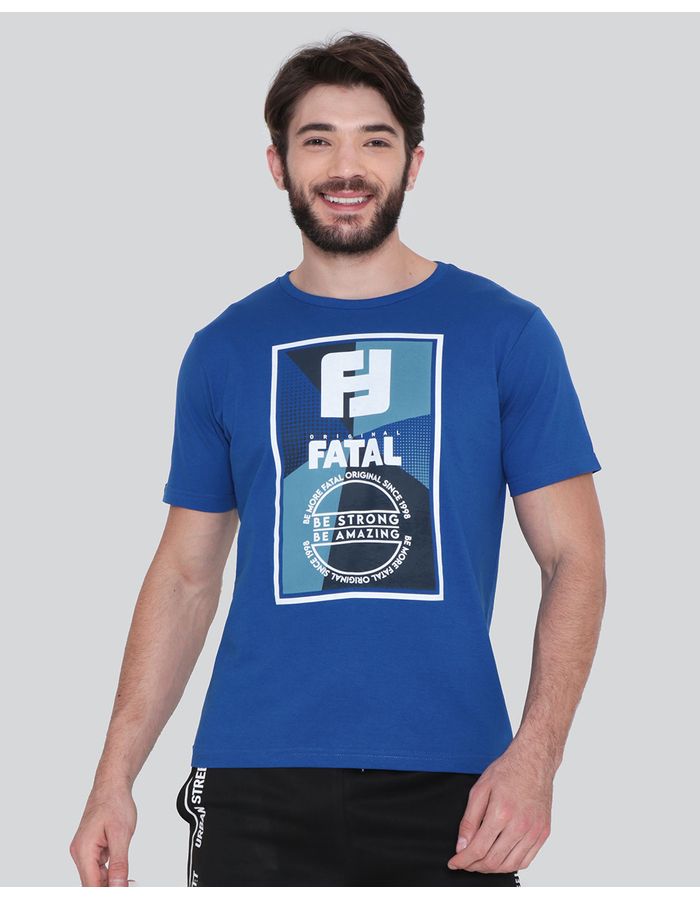 Camiseta-Masculina-Manga-Curta-Estampa-Fatal-Azul