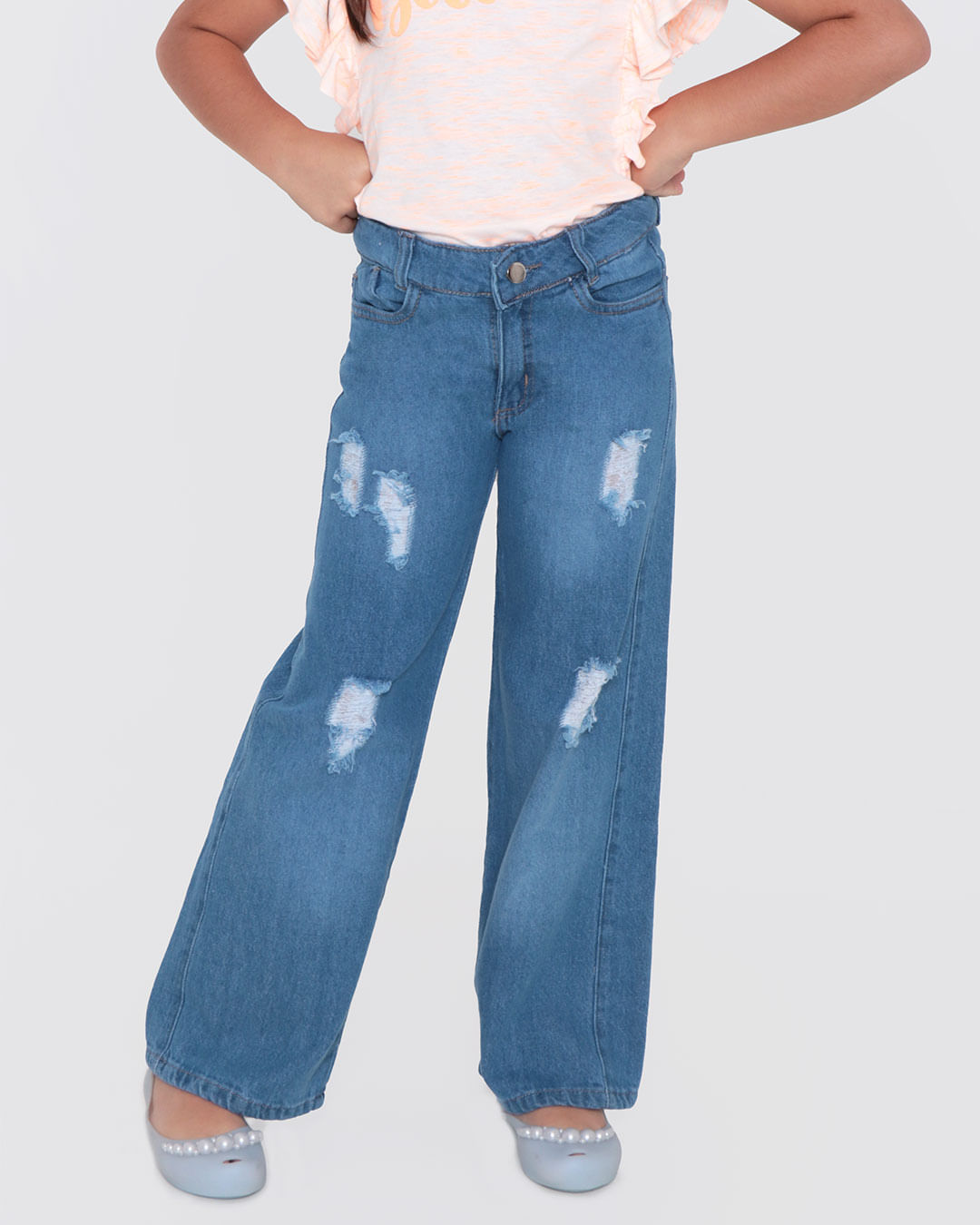 Calca-Jeans-Infantil-Wide-Leg-Destroyed-Azul-Claro