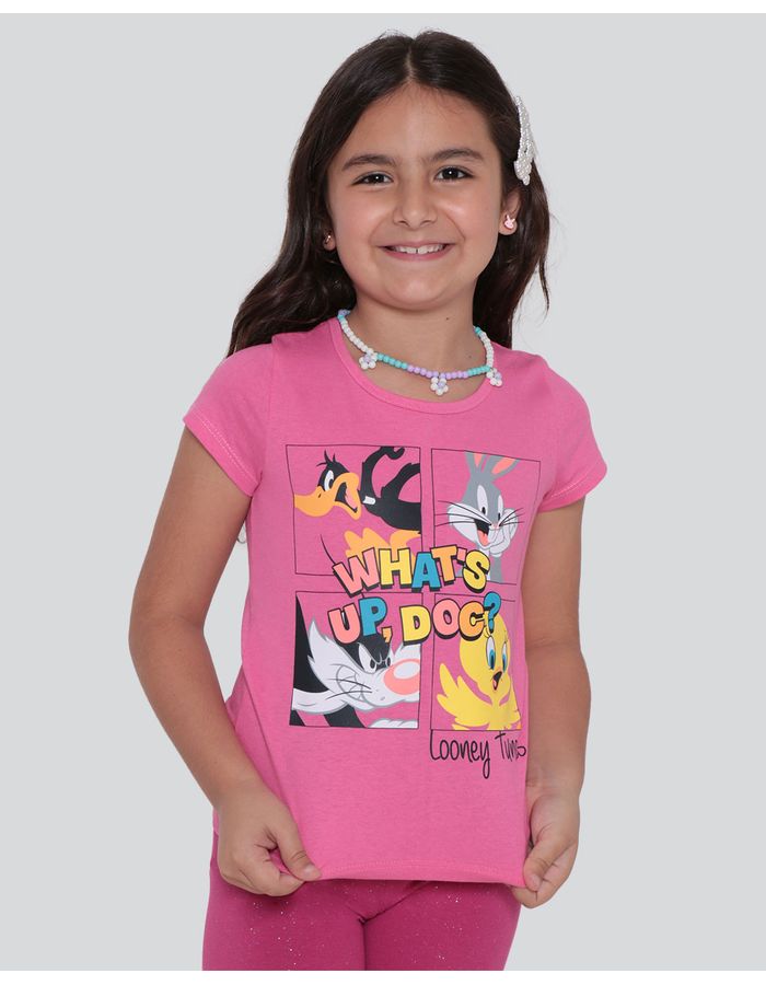 Blusa-Infantil-Estampa-Looney-Tunes-Rosa-Medio