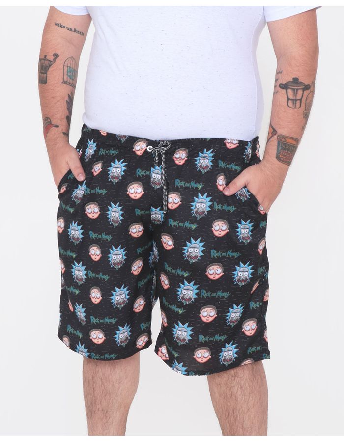 Short-Plus-SIze-Masculino-Estampa-Rick-e-Morty-Preto