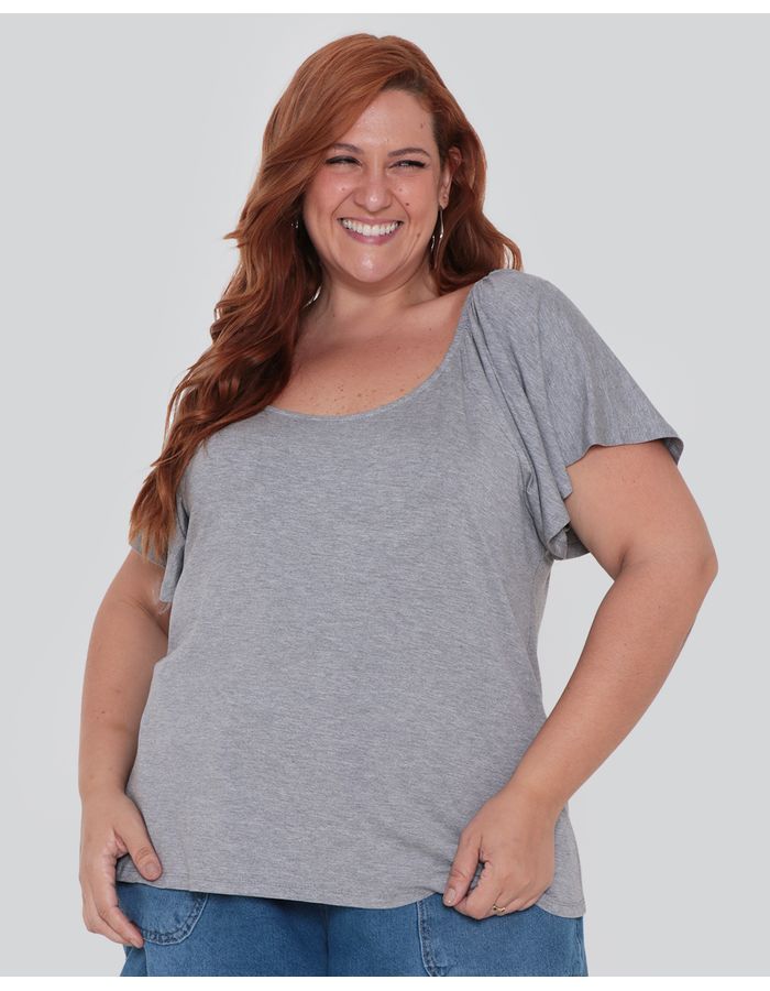 Blusa-Feminina-Plus-Size-Elastico-Cinza