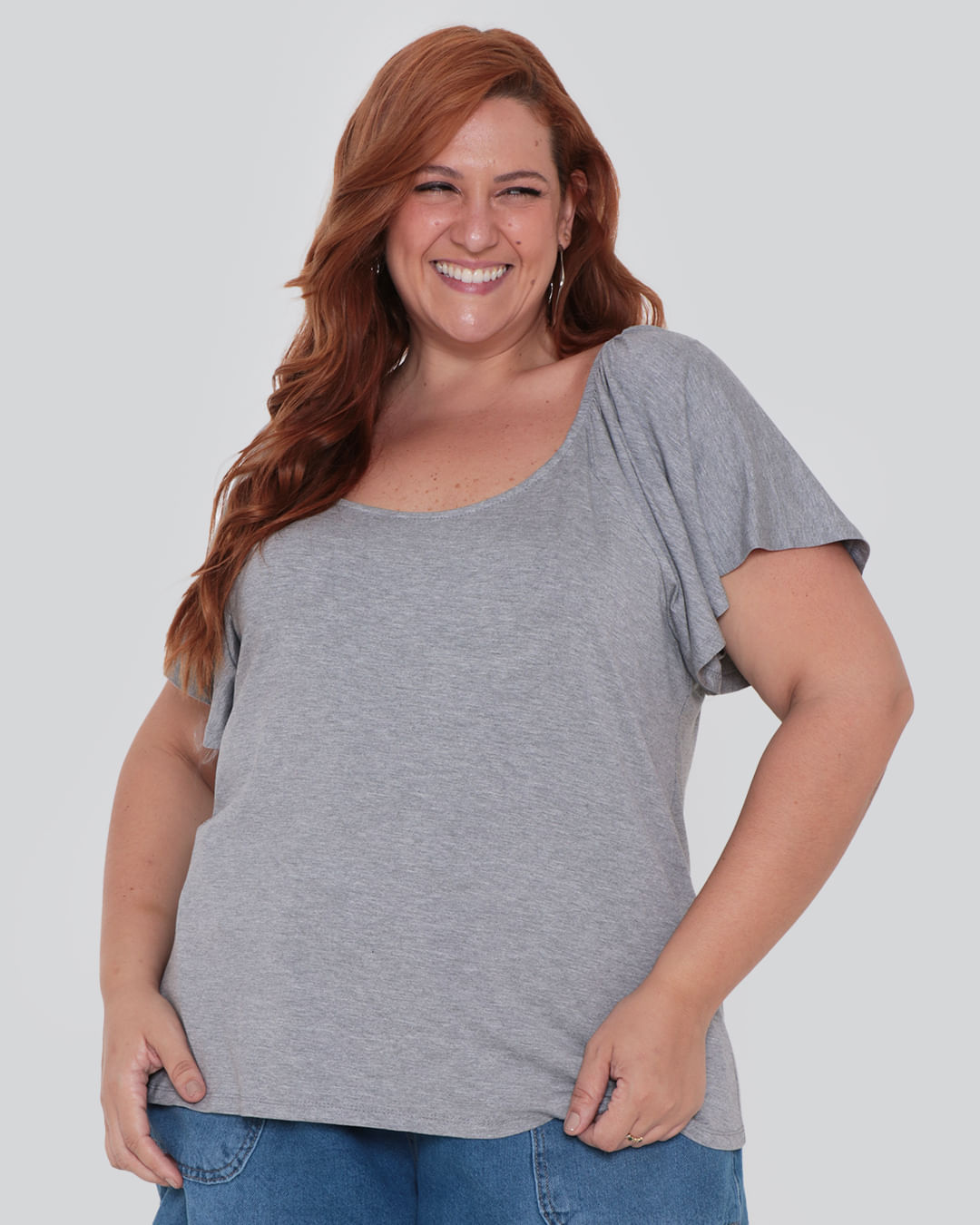 Blusa-Feminina-Plus-Size-Elastico-Cinza