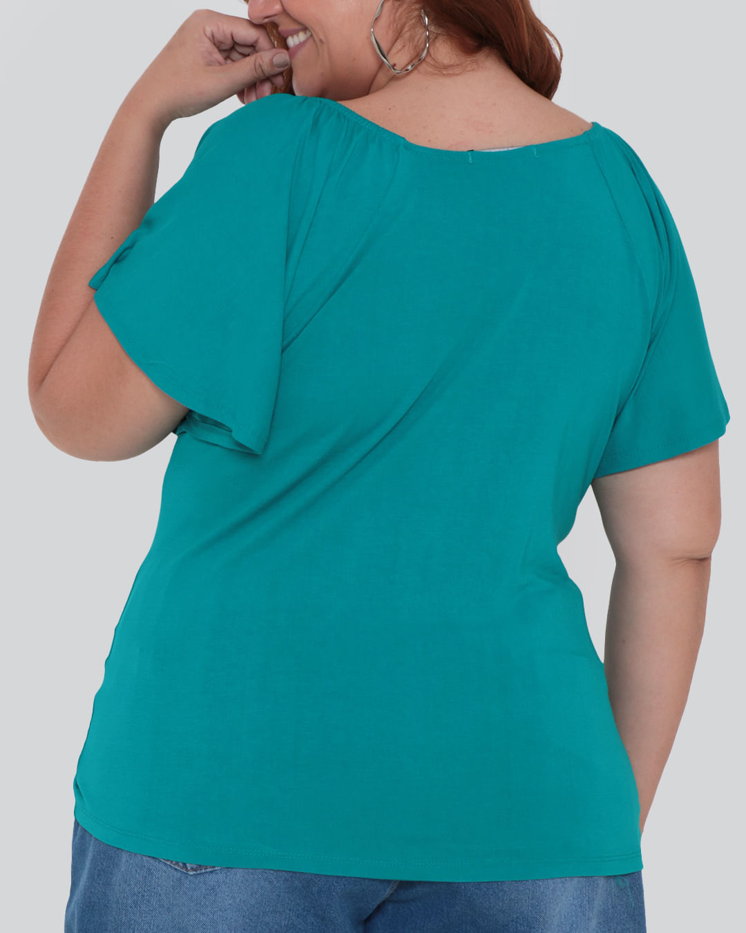 Blusa-Feminina-Plus-Size-Elastico-Verde-Medio