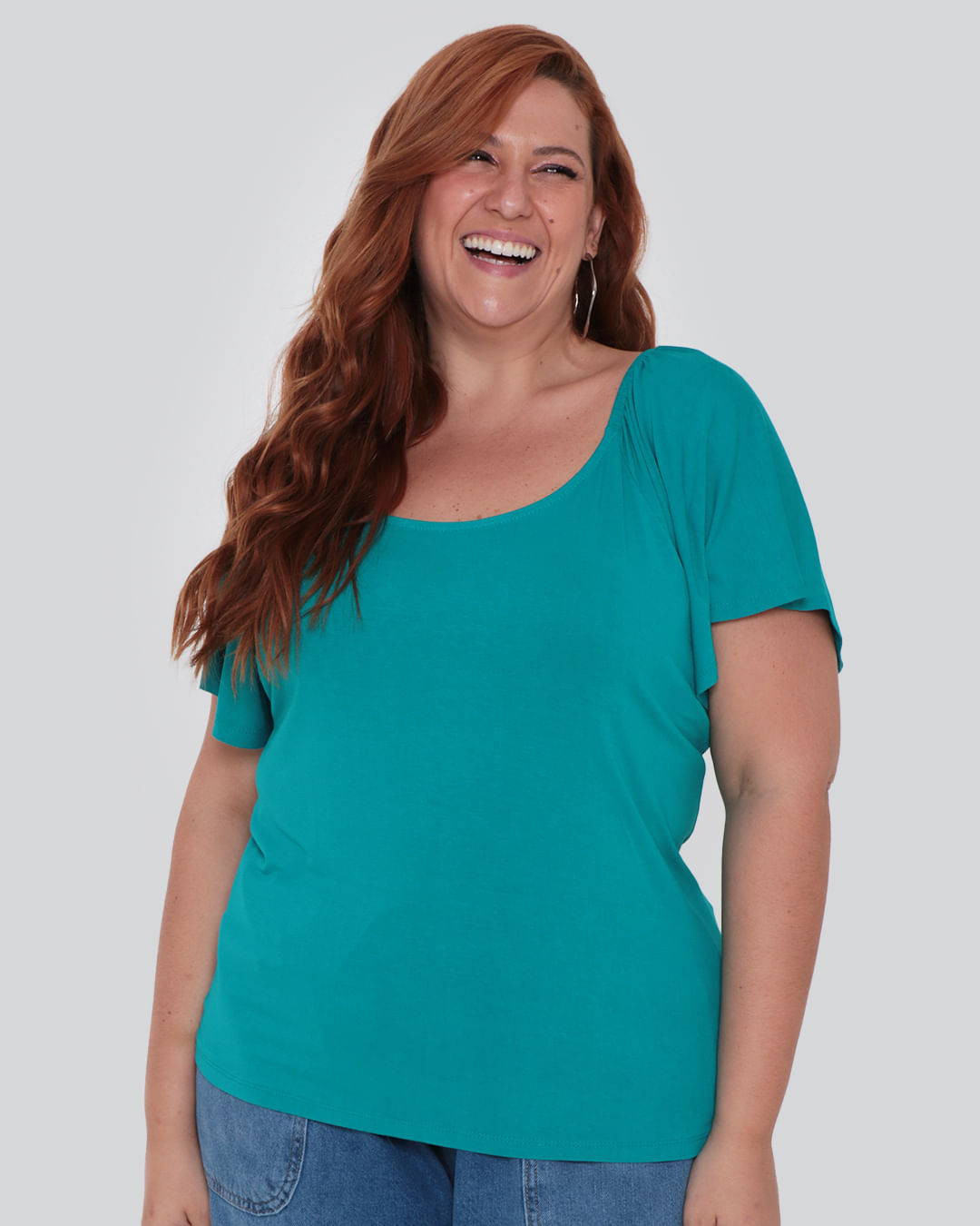 Blusa-Feminina-Plus-Size-Elastico-Verde-Medio