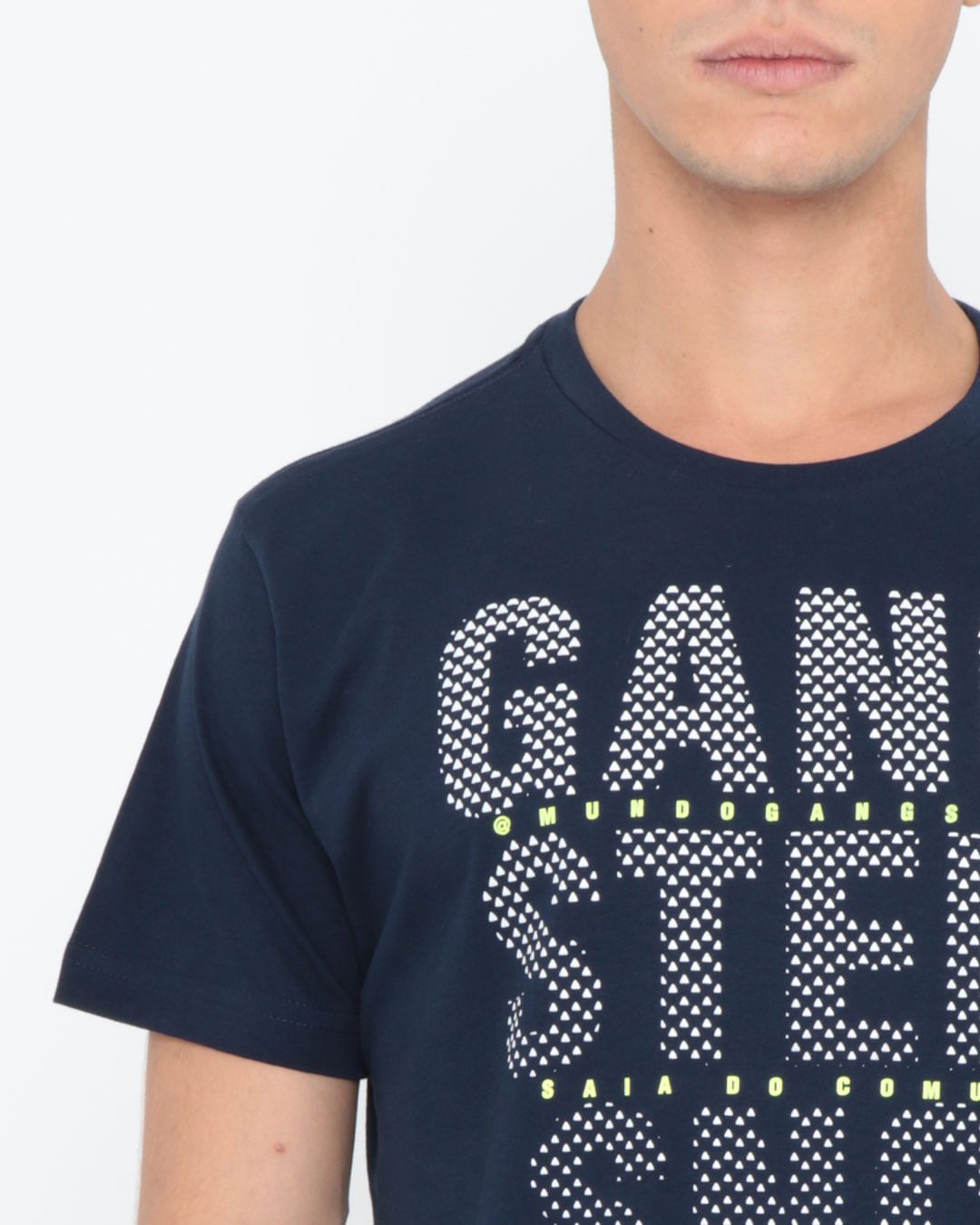 Camiseta-Estampa-Frontal-Gangster-Azul-Marinho