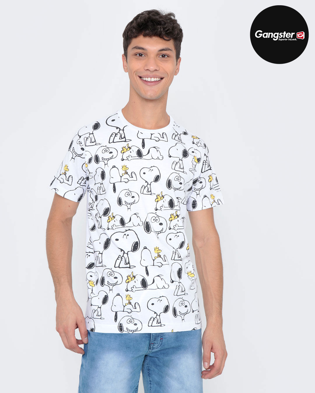 Camiseta-Manga-Curta-Snoopy-Gangster-Special-Branca