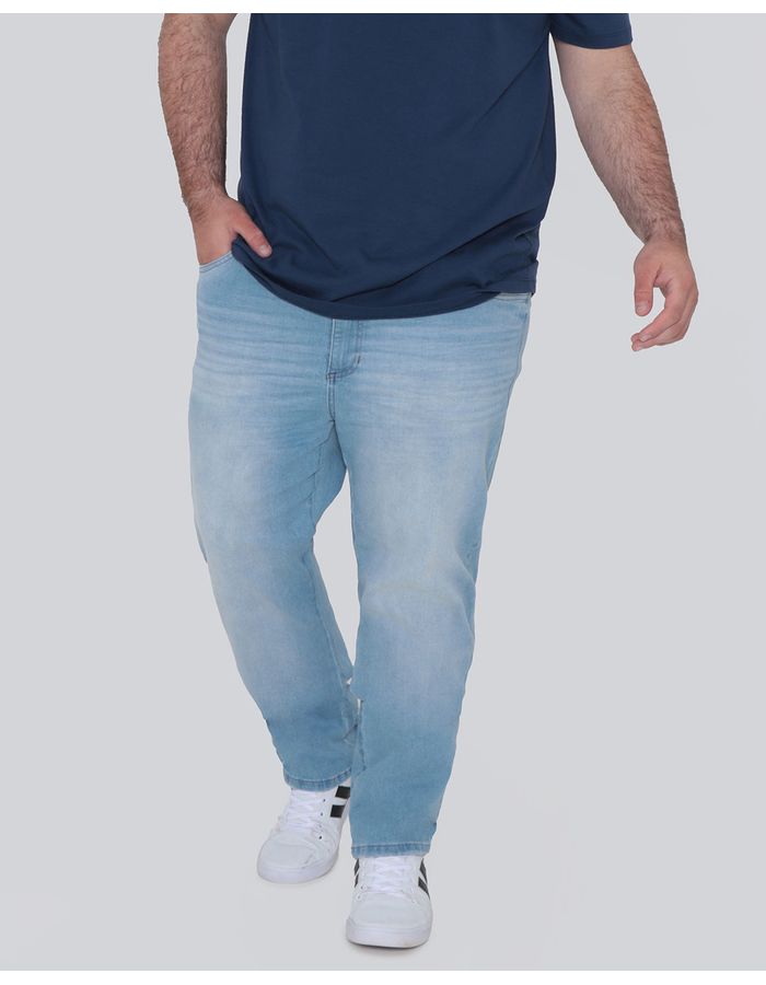 Calca-Jeans-Masculina-Plus-Size-Reta-Estonada-Azul-Claro